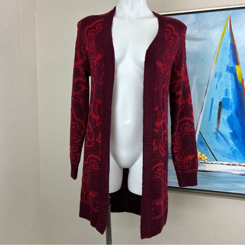 Knox Rose Cardigan Sweater Red Jacquard size small NWT - Picture 3 of 9